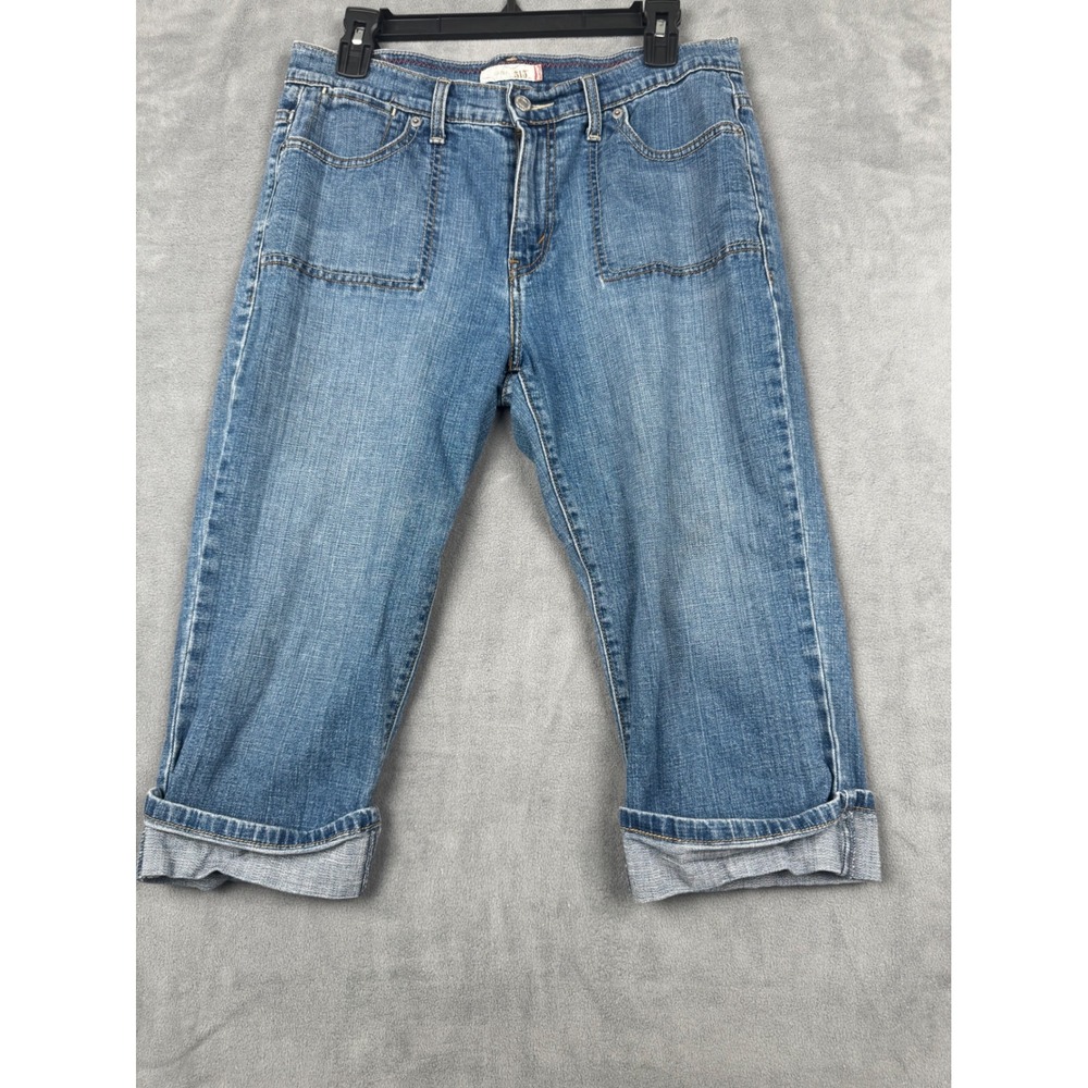 Levis 515 Capri Jeans Womens 10 Blue Denim Cropped Mid Rise Cuffed Stretch 51502